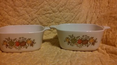 Vtg Corning Ware SPICE OF LIFE glass Pans 2 3/4 Cup P-43-B 2 pc Lot
