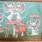 mouse mushroom toad stool vintage paint by number painting in frame 11 x 15
