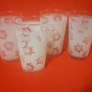 Vtg federal Glasses 1960s Frosted Tall Glass Bar Ware Set of 4 Snowflake Design