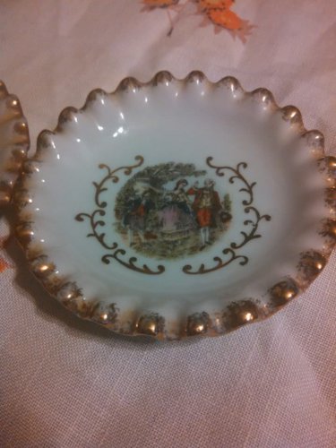 Vintage Antique Lefton China Dish Plates SL5418 Hand Painted Gold Trim Ruffled