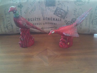 red Royal Haeger Pheasant pair of figurines mint condition pristine vintage set!