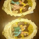 VINTAGE VICTORIAN  style dancing children dog chalkware wall hangings