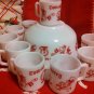 Vintage 10Pc Tom and Jerry Christmas Milk Glass Punch Eggnog Bowl Mug Set Atlas