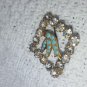 Vtg Turquoise Bird Sparrow dove Brooch Pin rhinestones ruby gemstones