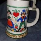 west Germany colorful beer stein. lid marked west germany bnf