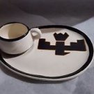Beautiful Native American made signed Ute Mountain tribe Pottery snack set of 4