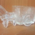 Vintage Clear Glass Donkey Cart, Stamped "Made In Taiwan", 2" Tall, 4 1/2" Long