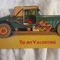 Vintage Antique old car roses Valentine's Day Card Ephemera