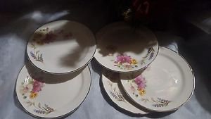 lot 5 small plates approx 6" floral american made crooksville china co 835