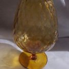 amber glass bowl vase on pedestal 9 1/2" tall
