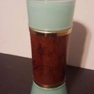 Vintage Siesta Ware Tiki Hawaiiana Pastel Colored Glass Mahogany Wood Band