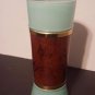 Vintage Siesta Ware Tiki Hawaiiana Pastel Colored Glass Mahogany Wood Band