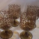 vtg pedestal glass set of 4 holiday festive glasses