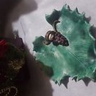 hand made plate signed Ella 1968 leaf and grapes