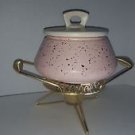 mid century modern pink chafing dish bowl lid w stand serving casserole warmer