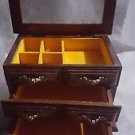 vintage wood jewelry box with drawers and top storage