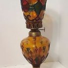 12 1/2 " tall Vintage 60's Hurricane Stained Glass Style Oil / Kerosene Lamp