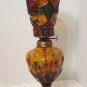 12 1/2 " tall Vintage 60's Hurricane Stained Glass Style Oil / Kerosene Lamp