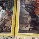 1968 puzzle cat kitty art x 2 in boxes retro big eyes birds dock trash brick wal