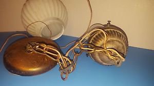 vintage medallion and glass globe ceiling mount hanging electric light fixture
