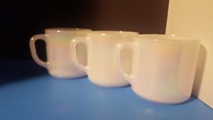 VINTAGE IRIDESCENT Moonglow STACKABLE MUG cups FEDERAL GLASS MADE USA