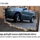 large gold gilt framed old vintage mirror and frame large size heavy decorative