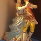 mid century vintage ceramic dancing victorian Figurine Statue gold gilt