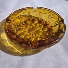 VINTAGE MID CENTURY ASH TRAY  STARBURST DESIGN GLASS GOLD AMBER RARE SEE!!