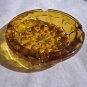 VINTAGE MID CENTURY ASH TRAY  STARBURST DESIGN GLASS GOLD AMBER RARE SEE!!