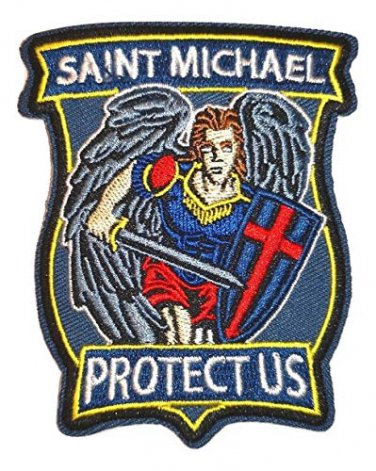 Saint Michael Protect Us Embroidered Cloth Iron On Patch