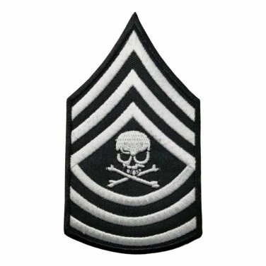 Black and white stripes skull military Embroidered Iron On Patch