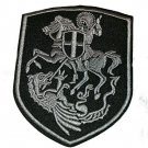 St.George On Horse Slaying Dragon Cross Shield Embroidered Iron On Patch
