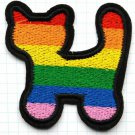 Cat kitty gay lesbian pride rainbow Embroidered Iron On Patch
