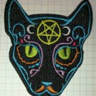 Satanic Pentagram Cat Embroidered Iron On Patch