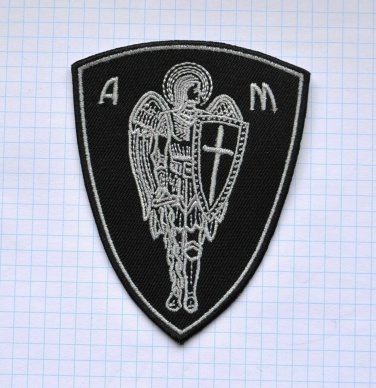 Christian Angel Warrior Shield Embroidered Iron On Patch