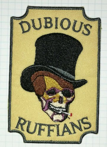 Dubious Ruffians Skull Embroidered Iron On Patch