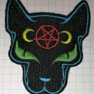 Moon Satanic Pentagram Black Cat Embroidered Iron On Patch