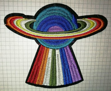 UFO Rays Planet Space DIY Embroidered Cloth Iron On Patch
