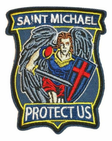 Saint Michael Protect Us Embroidered Cloth Iron On Patches
