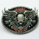 Biker To The Bone Skull Engine On The Fire Metal belt buckle belt buckle