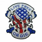 Live free or the Rider Skull Biker Motorcycle Embroidered Iron On Patc Patch