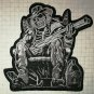Skeleton with a Shotgun Embroidered Cloth Iron On Patch Biker