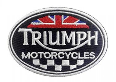 Triumph British Motorcycles Biker Embroidered Cloth Iron On Patches .