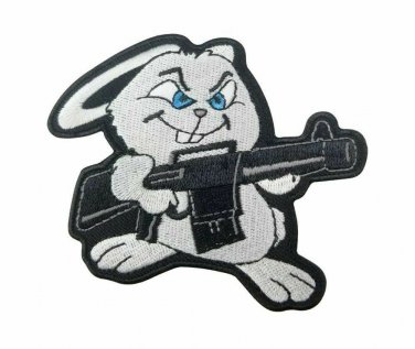 Rabbit Gunner Embroidered Iron On Patch Patch
