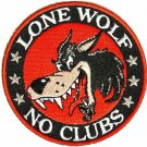 LONE WOLF NO CLUB MOTORCYCLE BIKER JACKET VEST Embroidery Patch 7.5 X 7.5