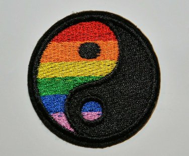 Yin Yang gay lesbian pride rainbow Embroidered Cloth Iron On Patch