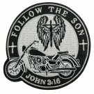 FOLLOW THE SON Black Rider Biker Motorcycle Embroidered Iron On Patch Patch