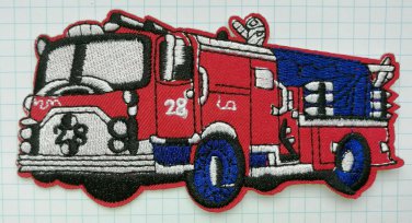 Red Fire Truck Fire Engine Embroidered Iron On Patch Patch