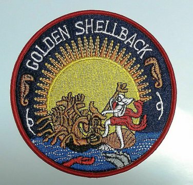 Golden Shellback Crossing of the Equator Embroidered Cloth Iron On Patch