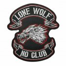 Lone Wolf No Club Logo Embroidered Iron On Patch Patch